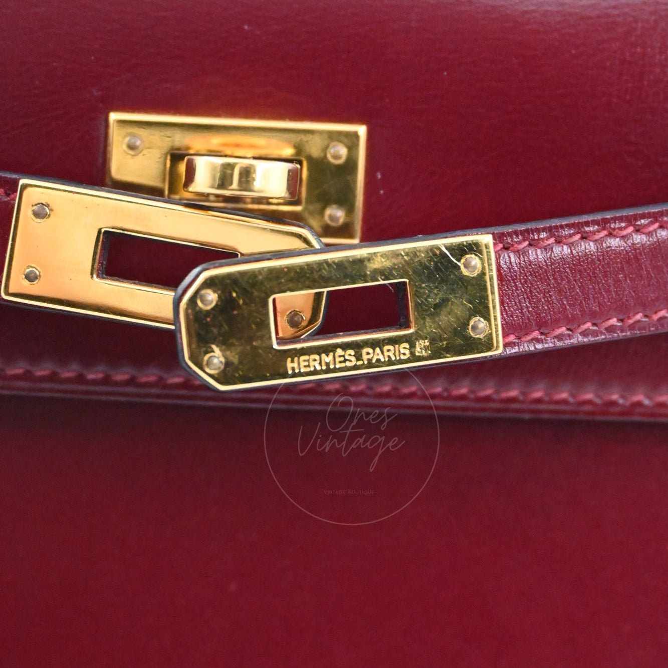 [Pre-owned]Hermes Vintage Mini Kelly Rouge H Box GHW Stamp Circle U