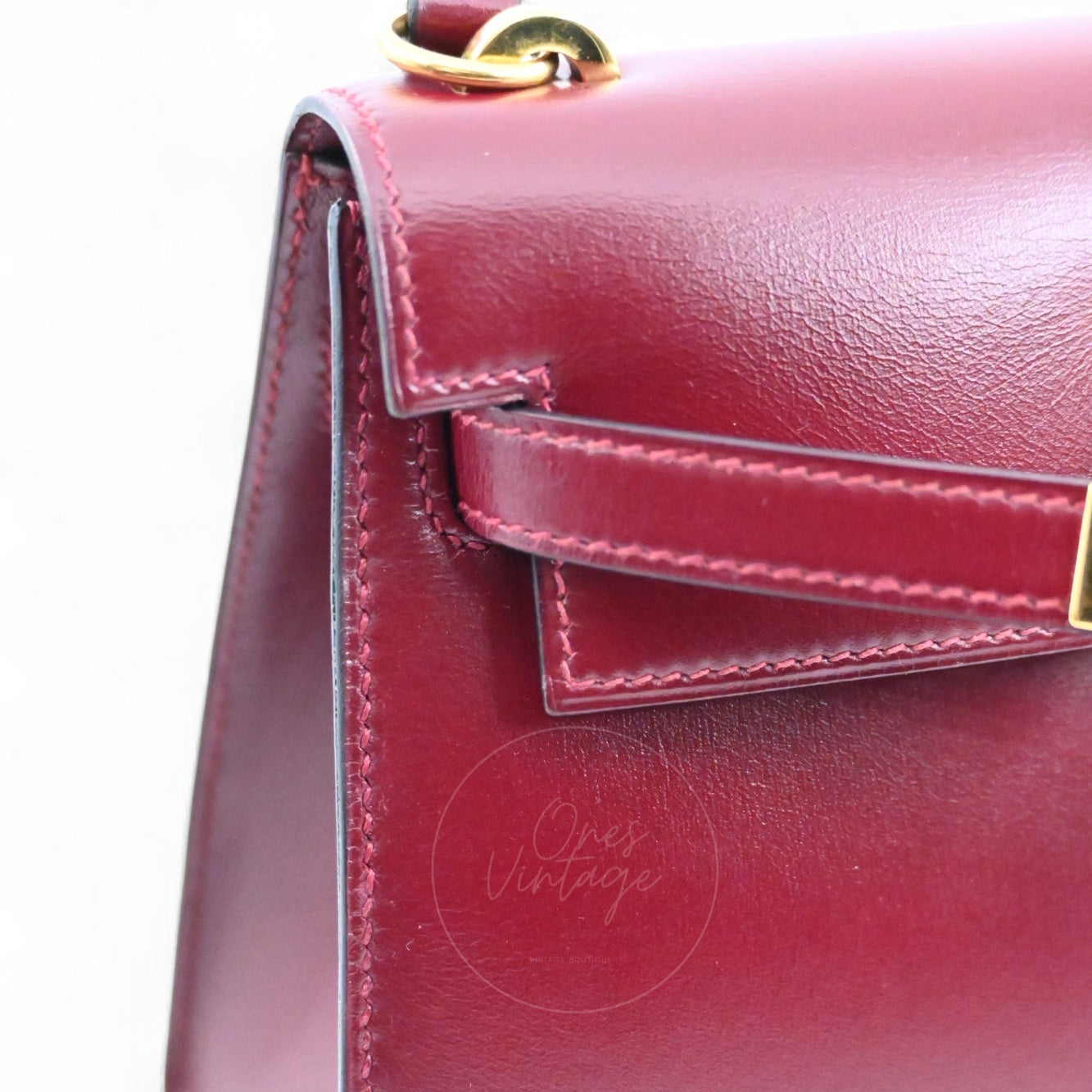 [Pre-owned]Hermes Vintage Mini Kelly Rouge H Box GHW Stamp Circle U