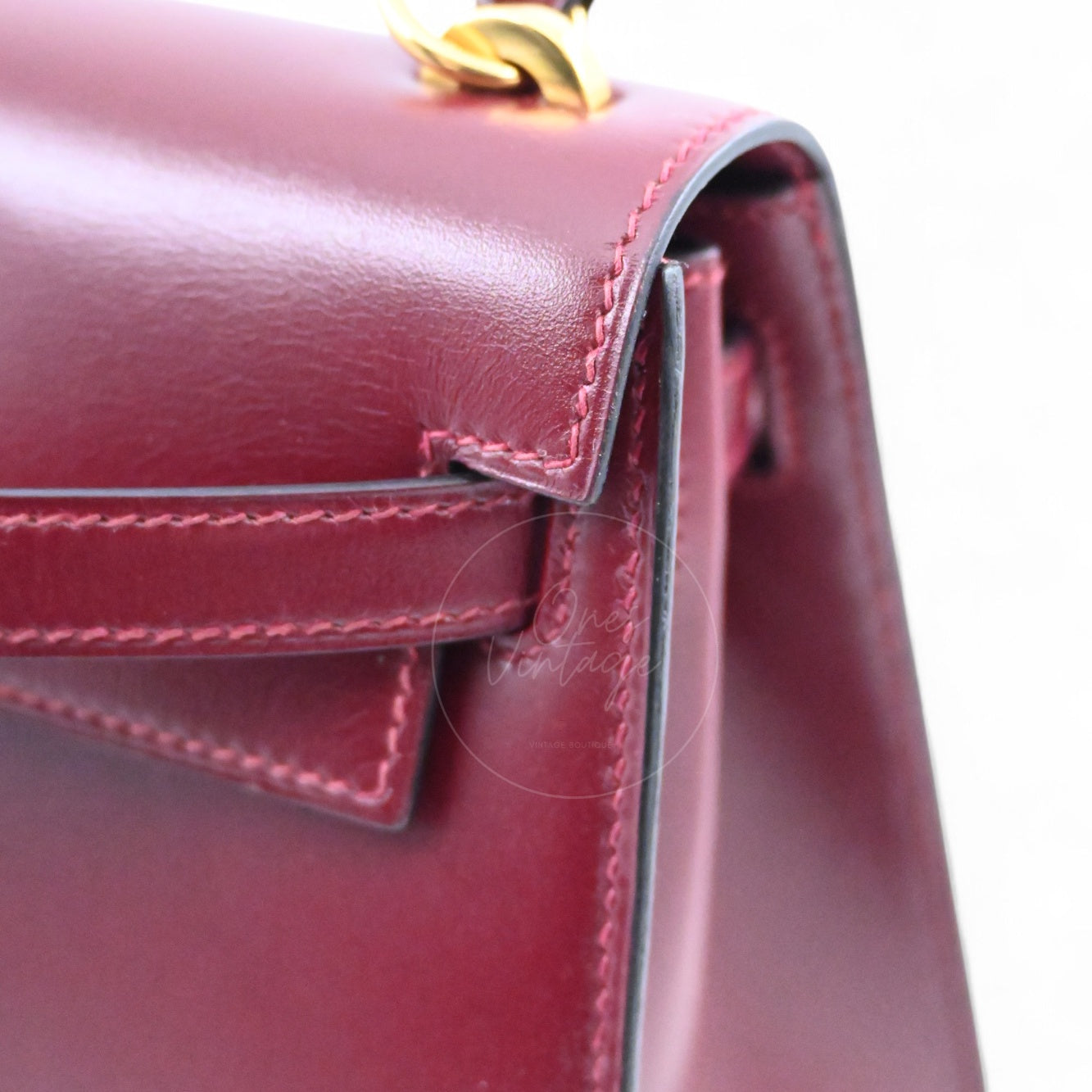 [Pre-owned]Hermes Vintage Mini Kelly Rouge H Box GHW Stamp Circle U