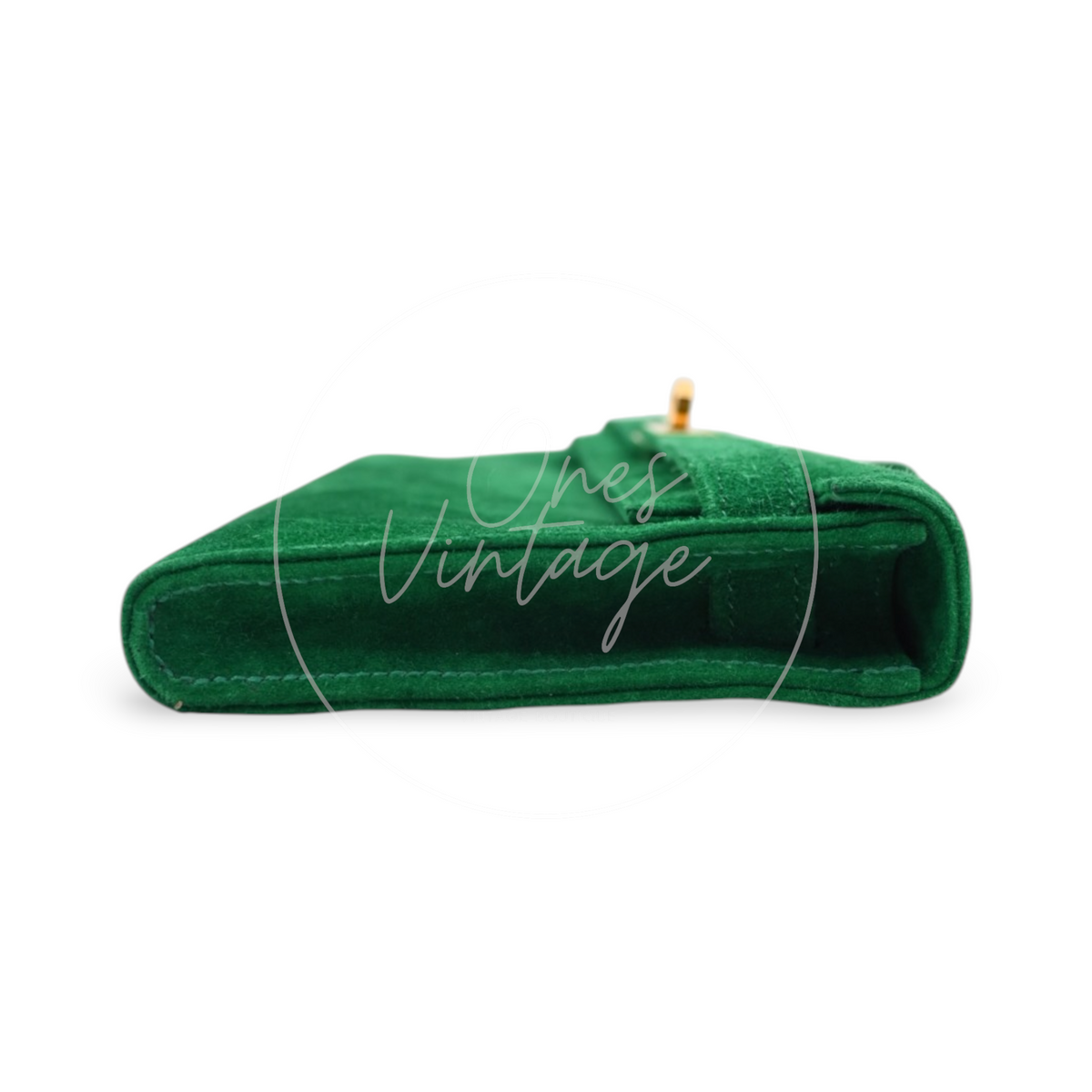 Hermes Kelly Cut Veau Doblis Suede GHW Green Stamp B