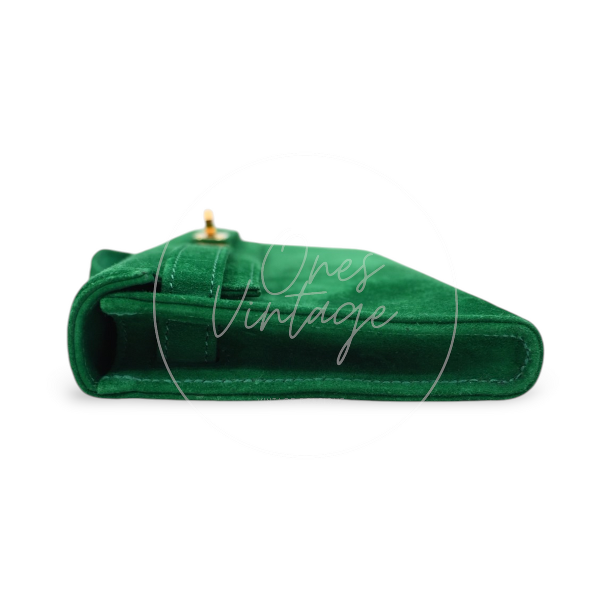Hermes Kelly Cut Veau Doblis Suede GHW Green Stamp B