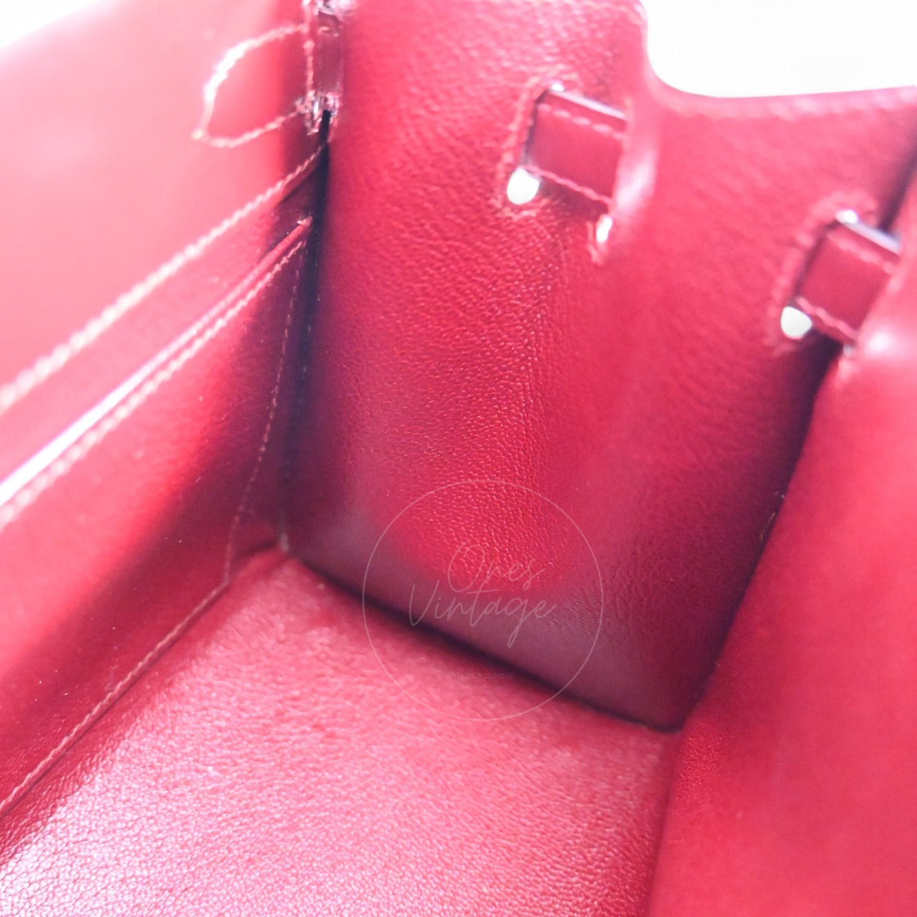 [Pre-owned]Hermes Vintage Mini Kelly Rouge H Box GHW Stamp Circle U