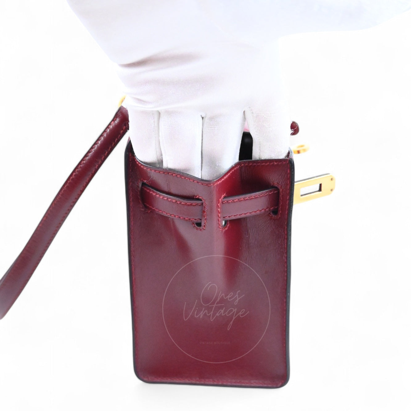 [Pre-owned]Hermes Vintage Mini Kelly Rouge H Box GHW Stamp Circle U