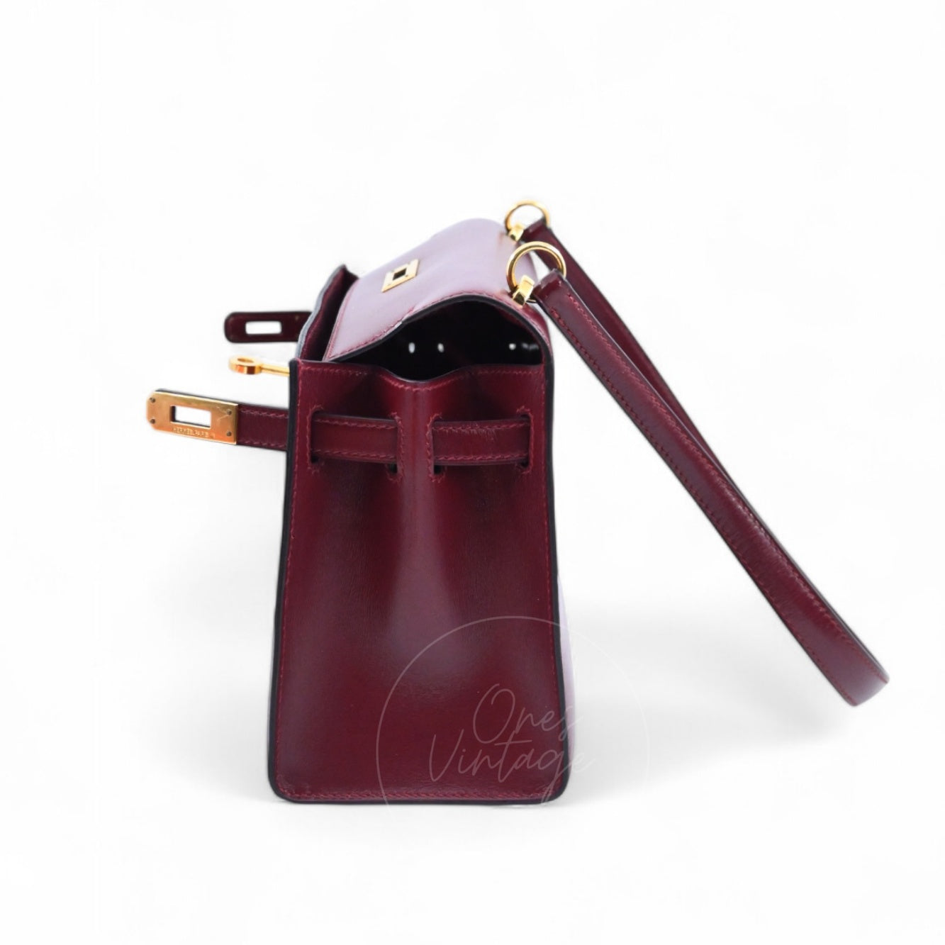 [Pre-owned]Hermes Vintage Mini Kelly Rouge H Box GHW Stamp Circle U