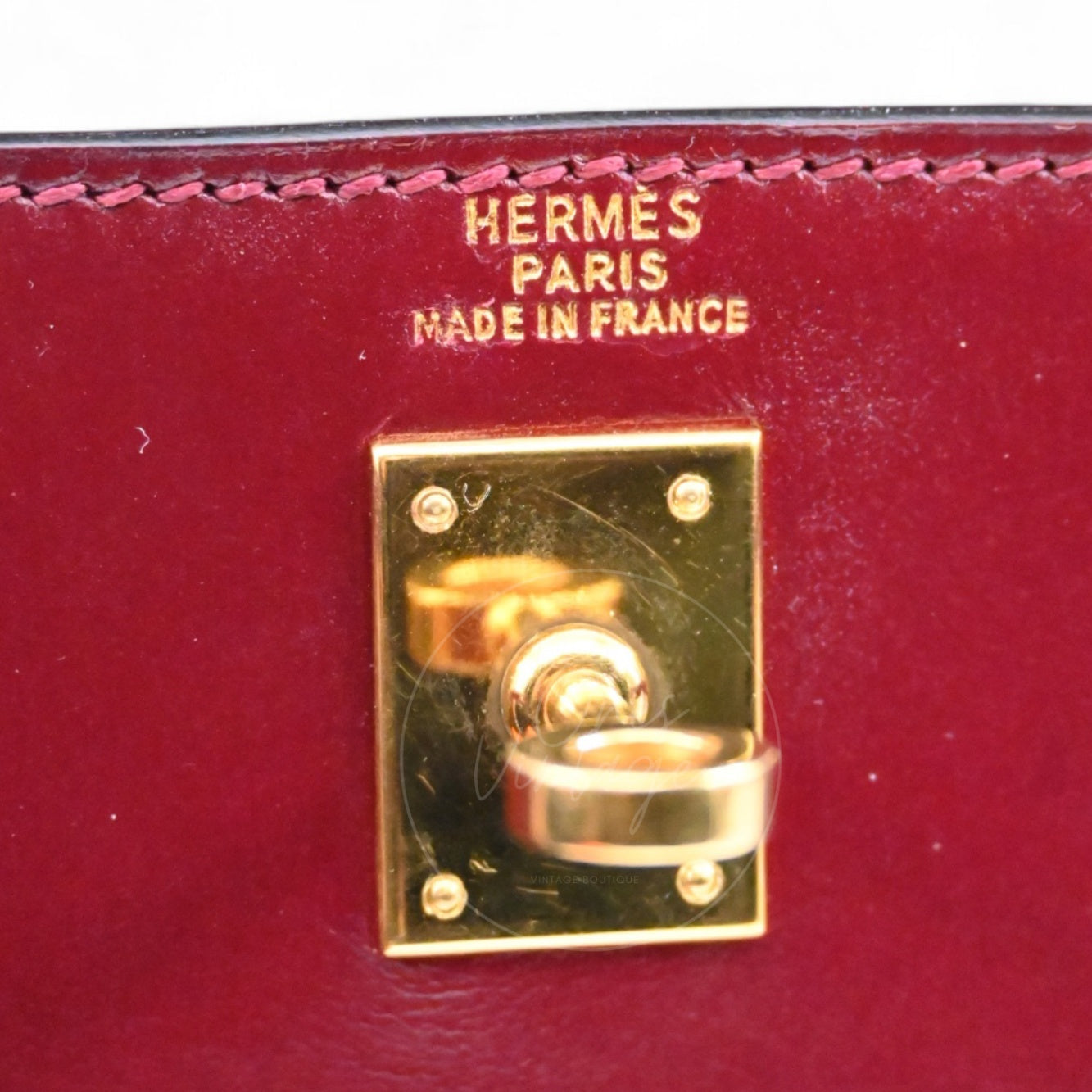 [Pre-owned]Hermes Vintage Mini Kelly Rouge H Box GHW Stamp Circle U