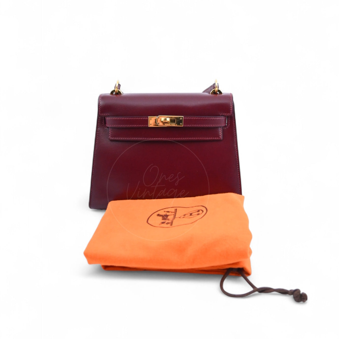 [Pre-owned]Hermes Vintage Mini Kelly Rouge H Box GHW Stamp Circle U