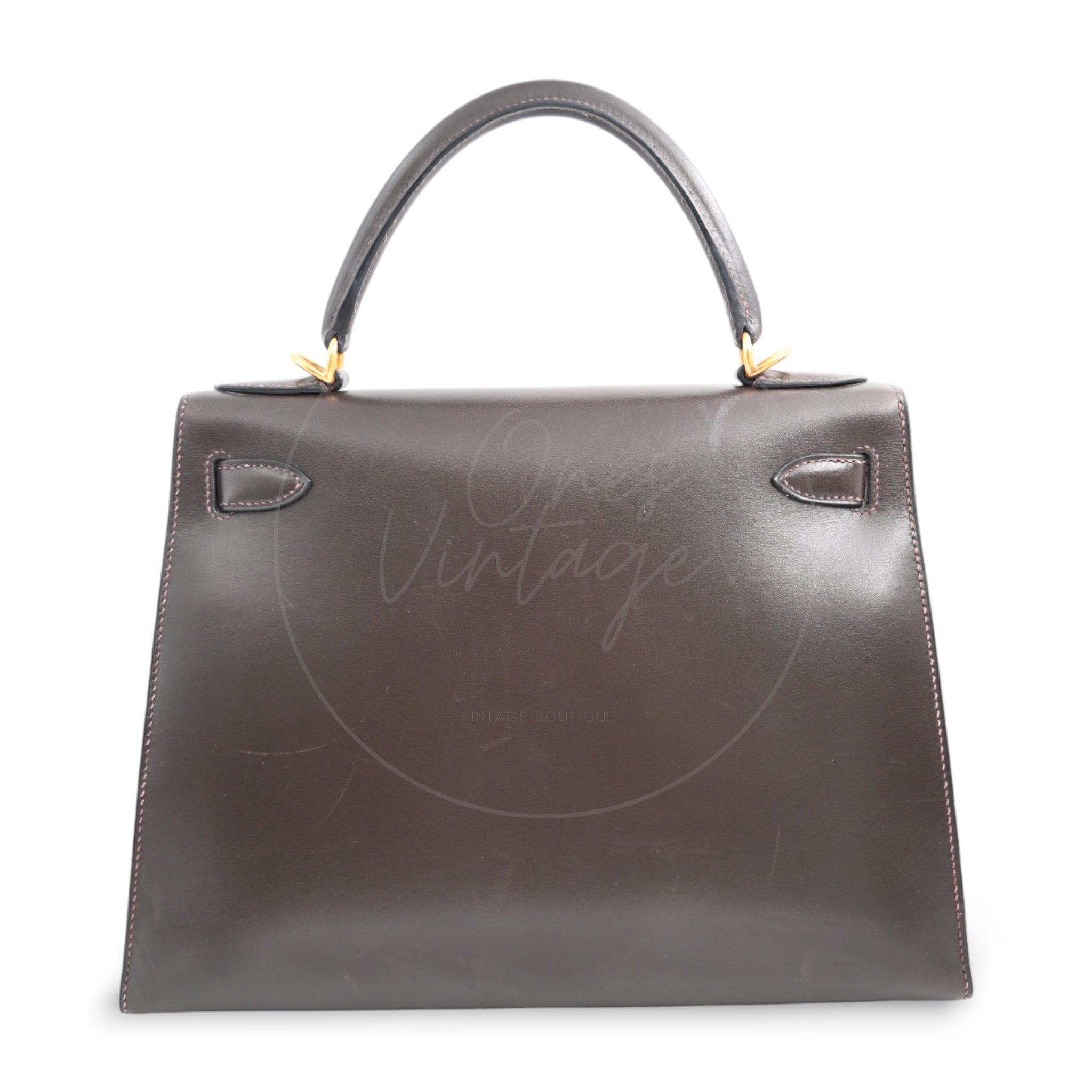 [Pre-owned]Hermes Kelly 28 Choco Ebene Box Sellier GHW Square D