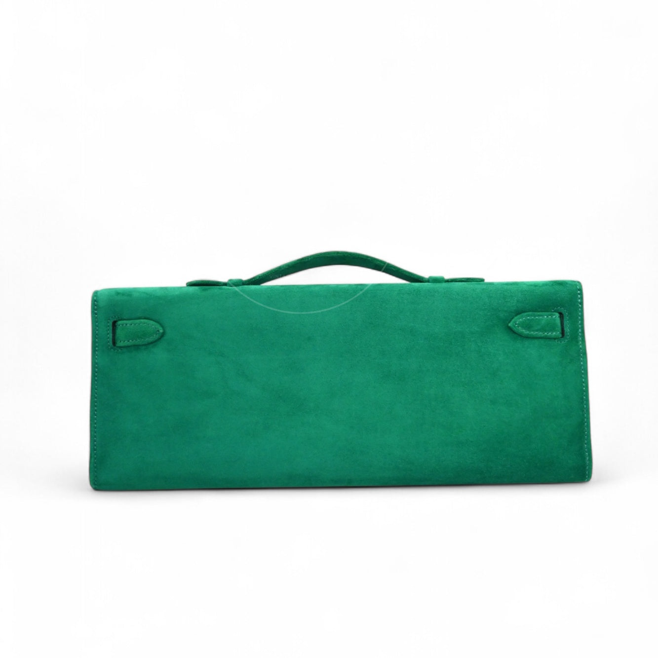 [Unused] Hermes Kelly Cut Clutch Green Suede PHW Stamp B