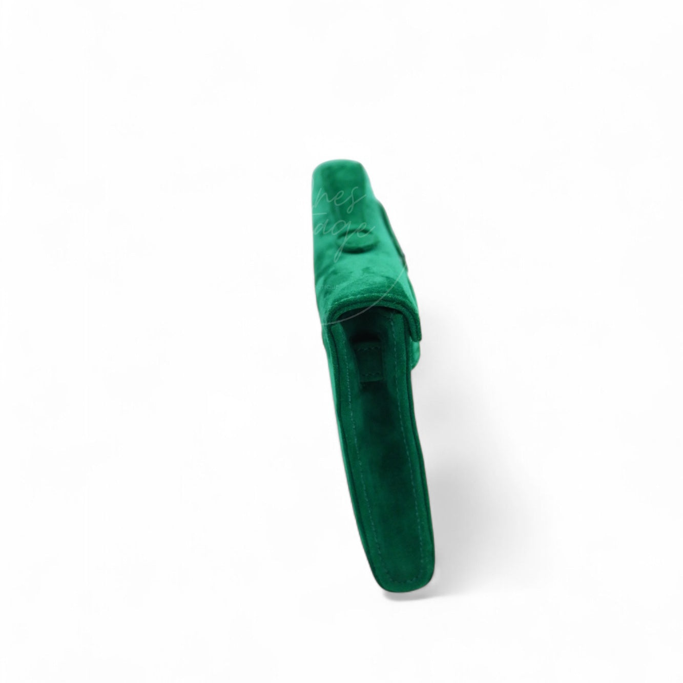 [Unused] Hermes Kelly Cut Clutch Green Suede PHW Stamp B