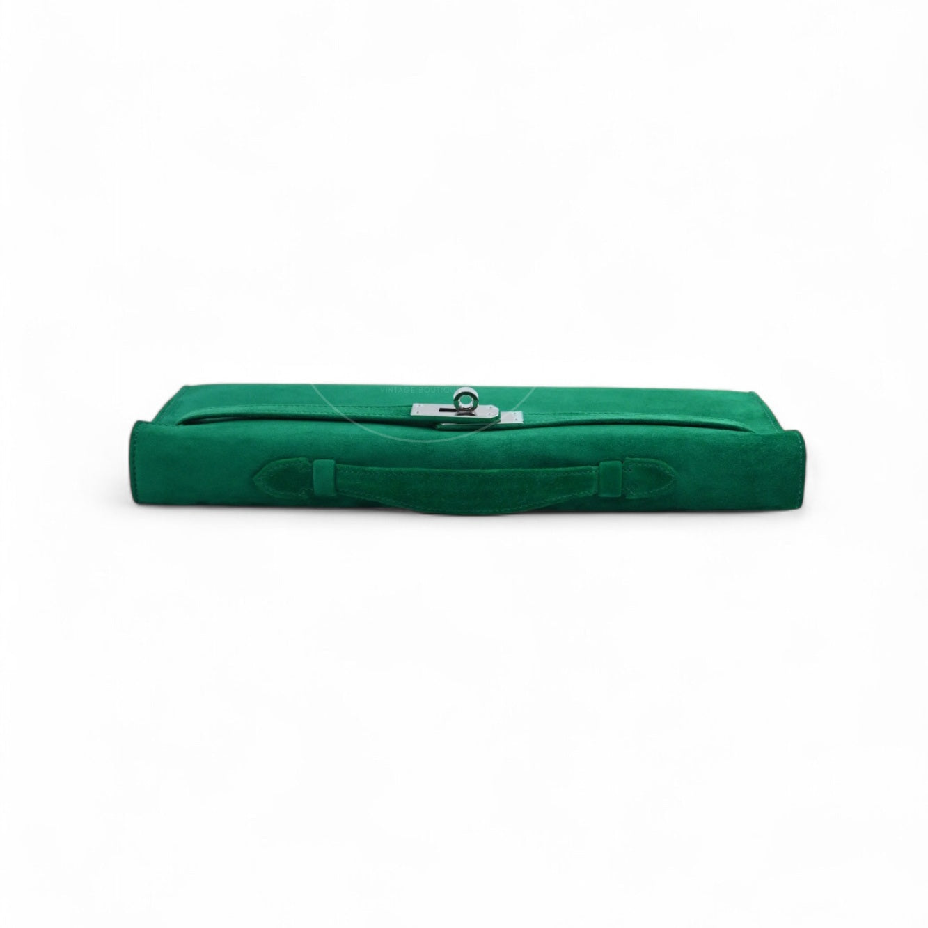 [Unused] Hermes Kelly Cut Clutch Green Suede PHW Stamp B