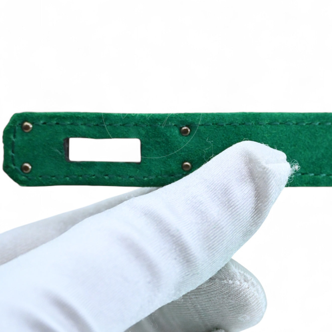 [Unused] Hermes Kelly Cut Clutch Green Suede PHW Stamp B
