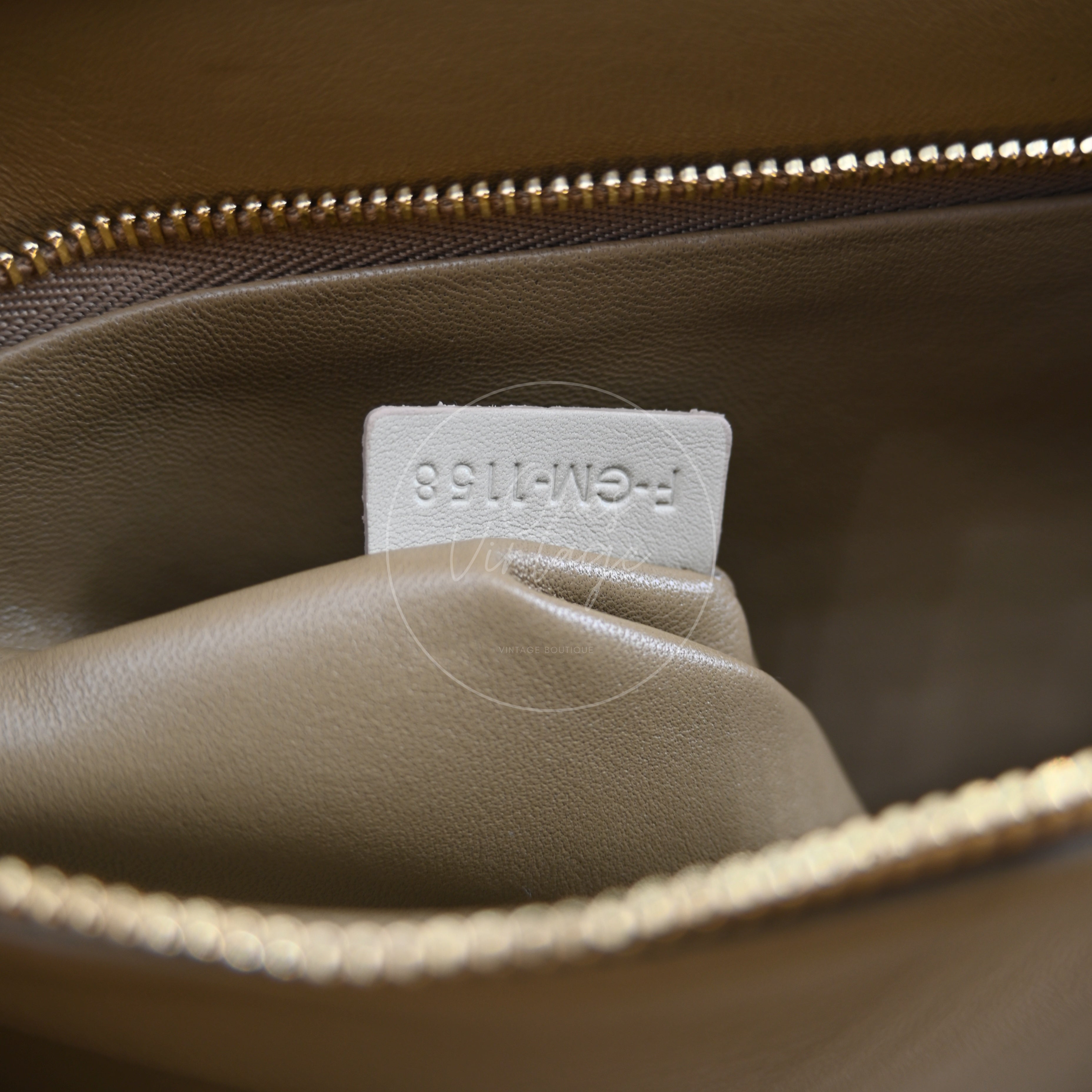 Celine Clasp Leather Handbag GHW Beige F-GM-1158