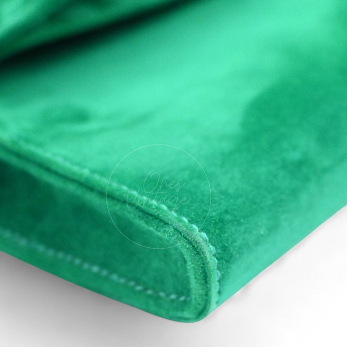 [Unused] Hermes Kelly Cut Clutch Green Suede PHW Stamp B