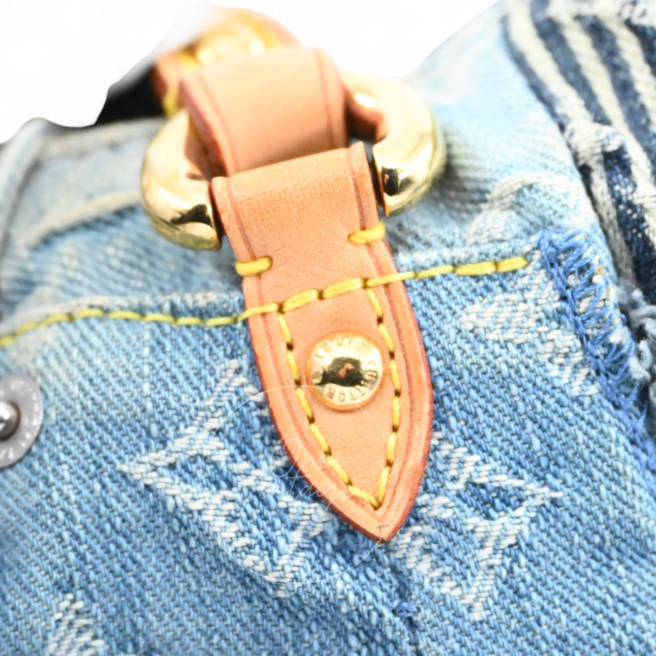 [Pre-owned] Louis Vuitton M95374 Monogram Denim Posty Patchwork Shoulder Bag
