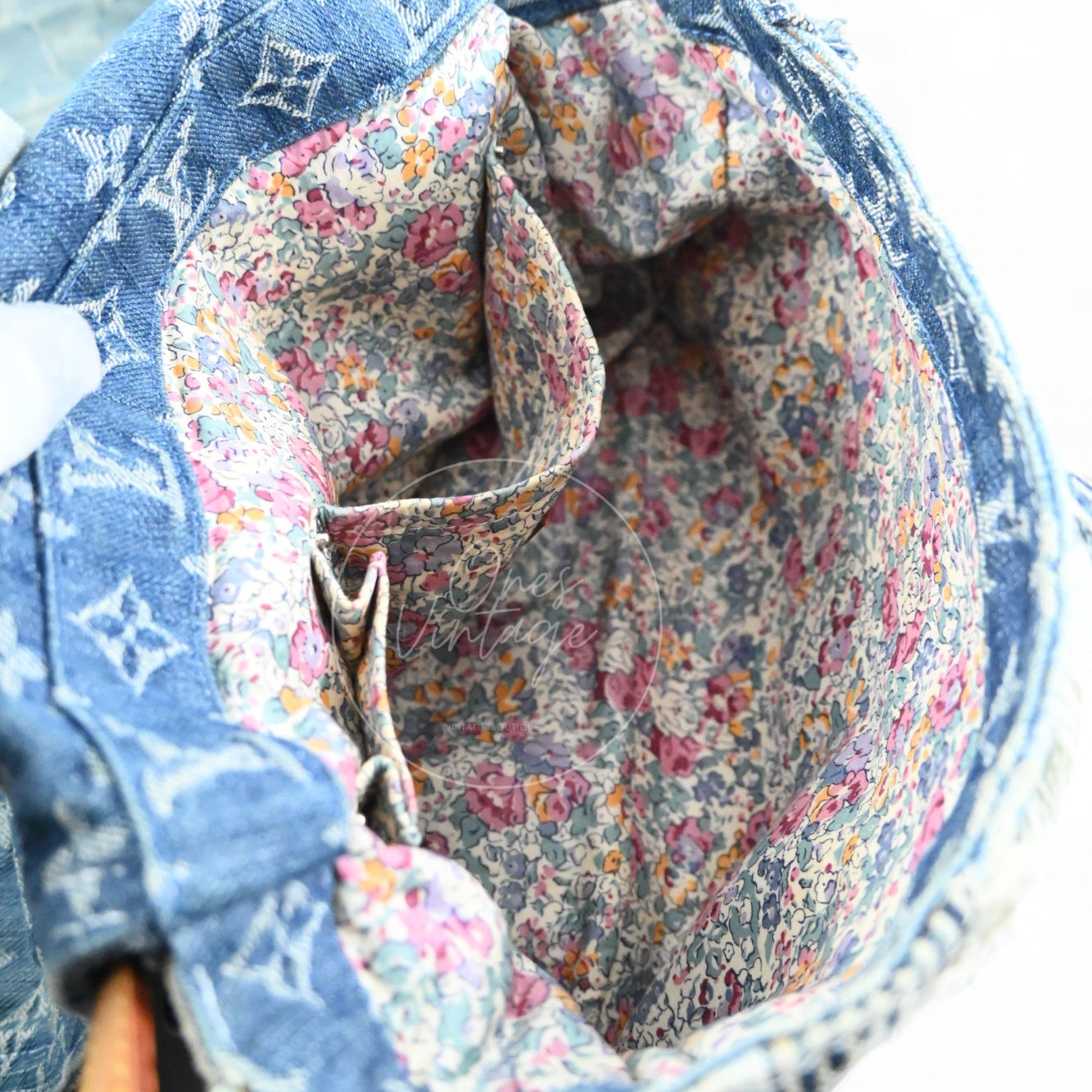 [Pre-owned] Louis Vuitton M95374 Monogram Denim Posty Patchwork Shoulder Bag