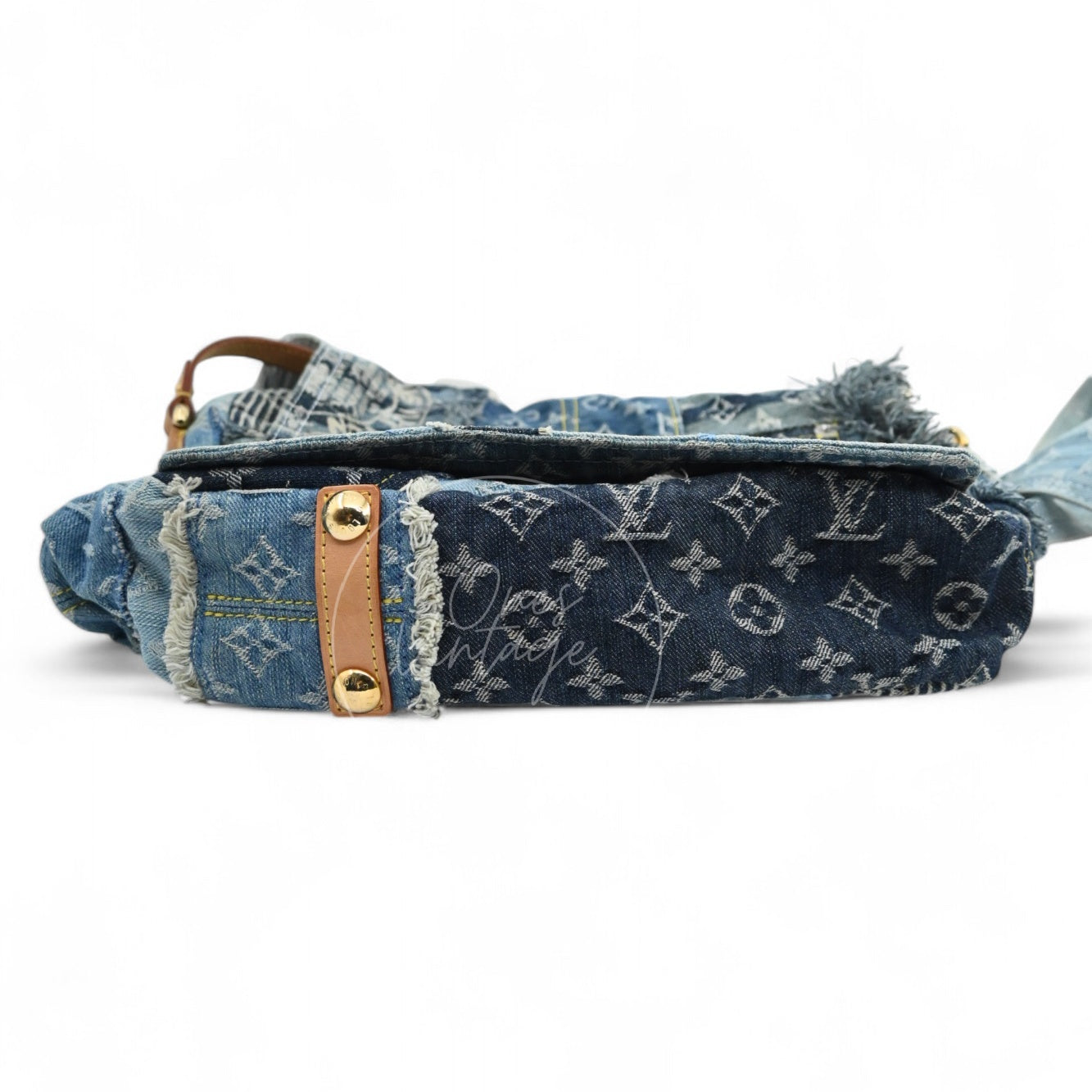 [Pre-owned] Louis Vuitton M95374 Monogram Denim Posty Patchwork Shoulder Bag