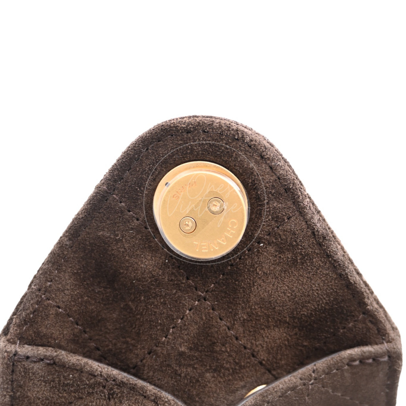 [Unused] Chanel Mini Suede Calfskin 25 Gold Metal  Dark Brown Handbag