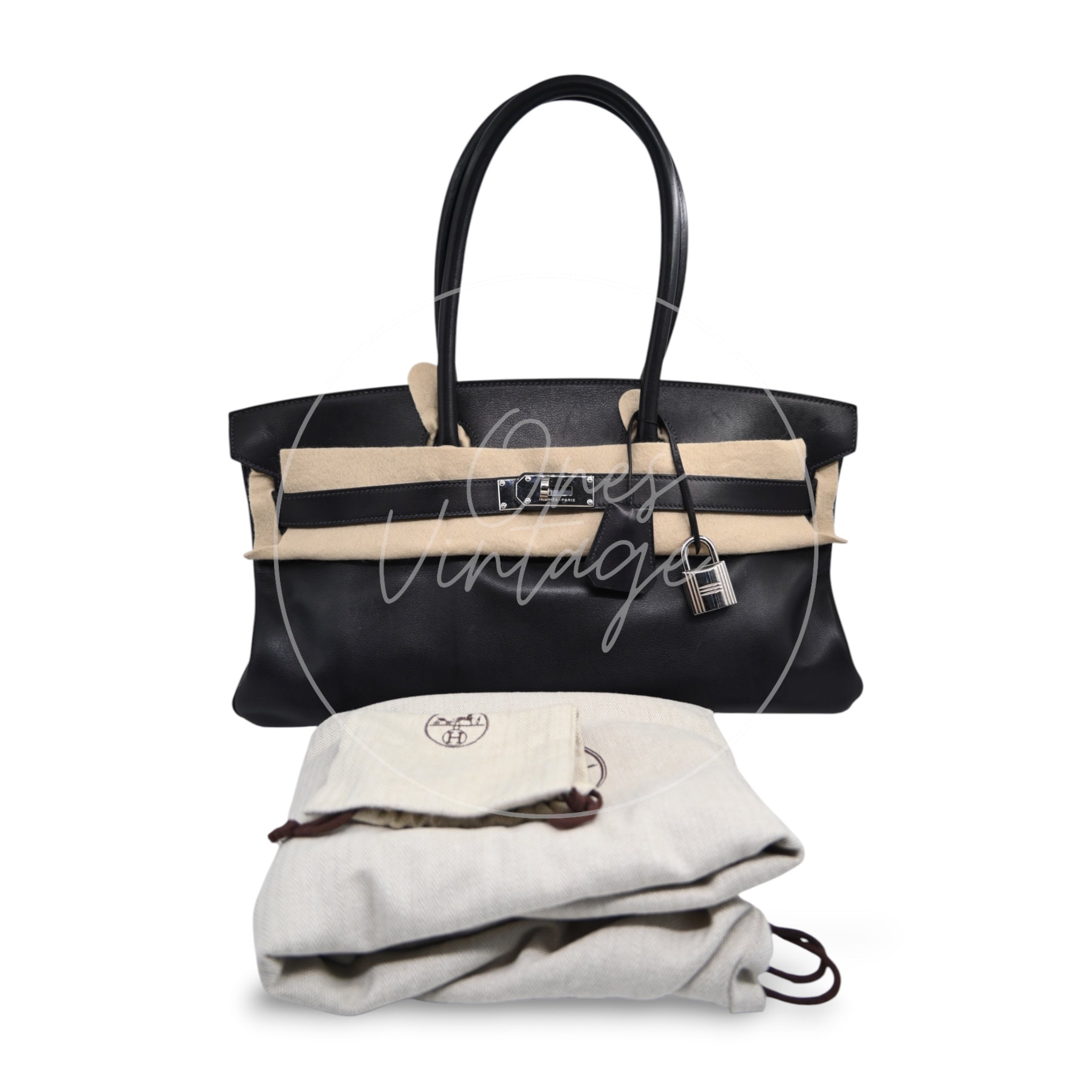 [Pre-owned] Hermes Birkin Shoulder PHW Black Stamp Square N