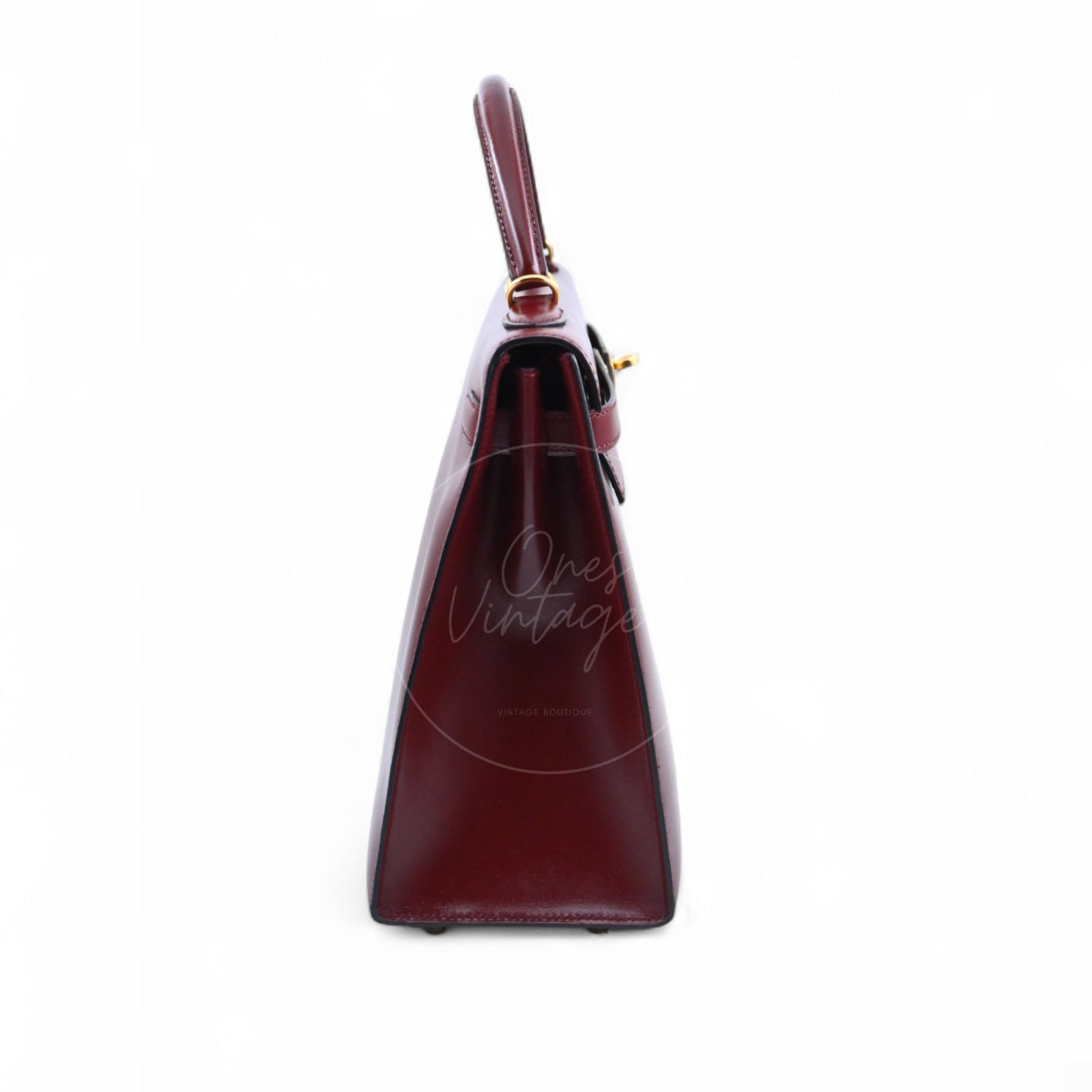 [Pre-Owned] Hermes Kelly 32 Rouge H Box GHW Stamp Square G