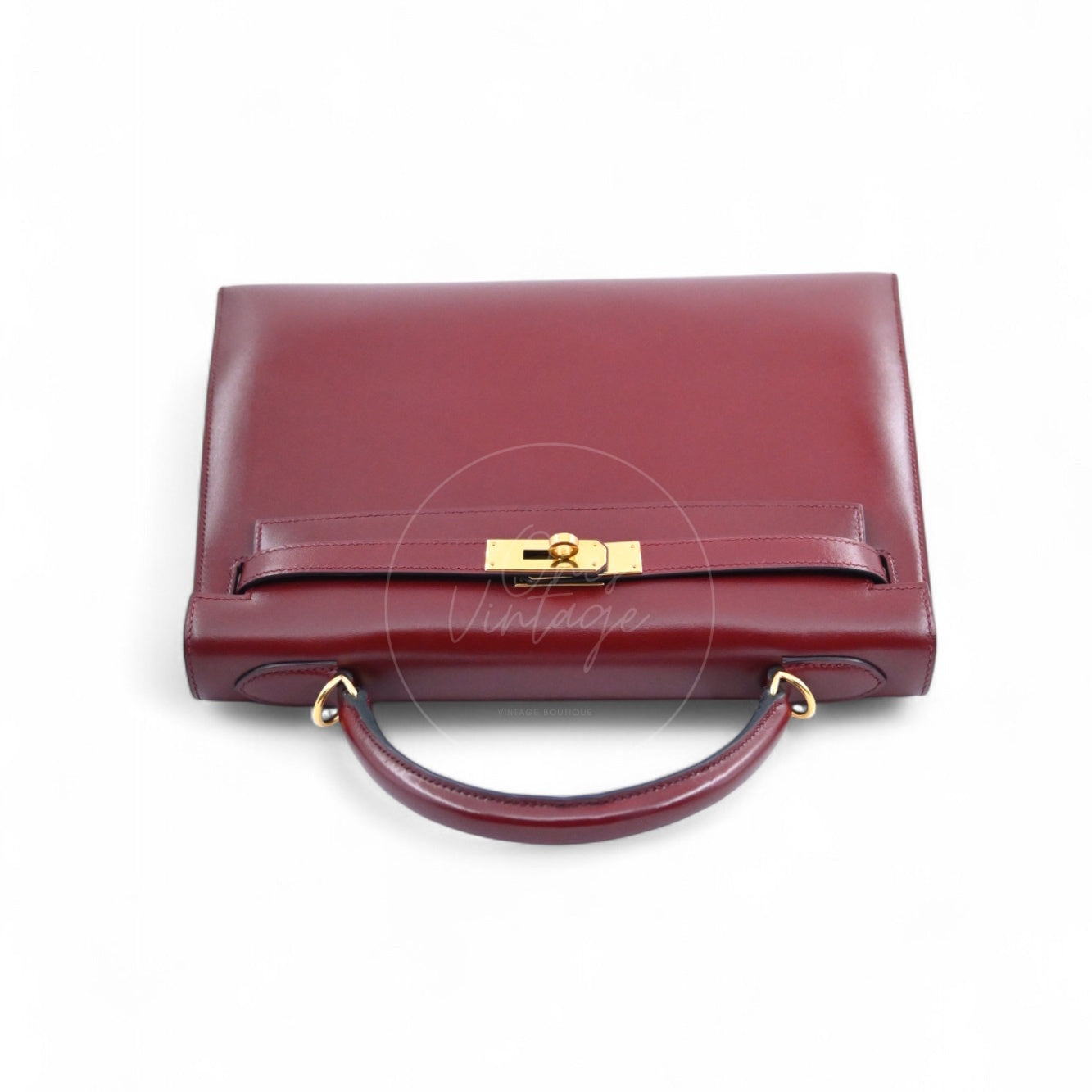 [Pre-Owned] Hermes Kelly 32 Rouge H Box GHW Stamp Square G