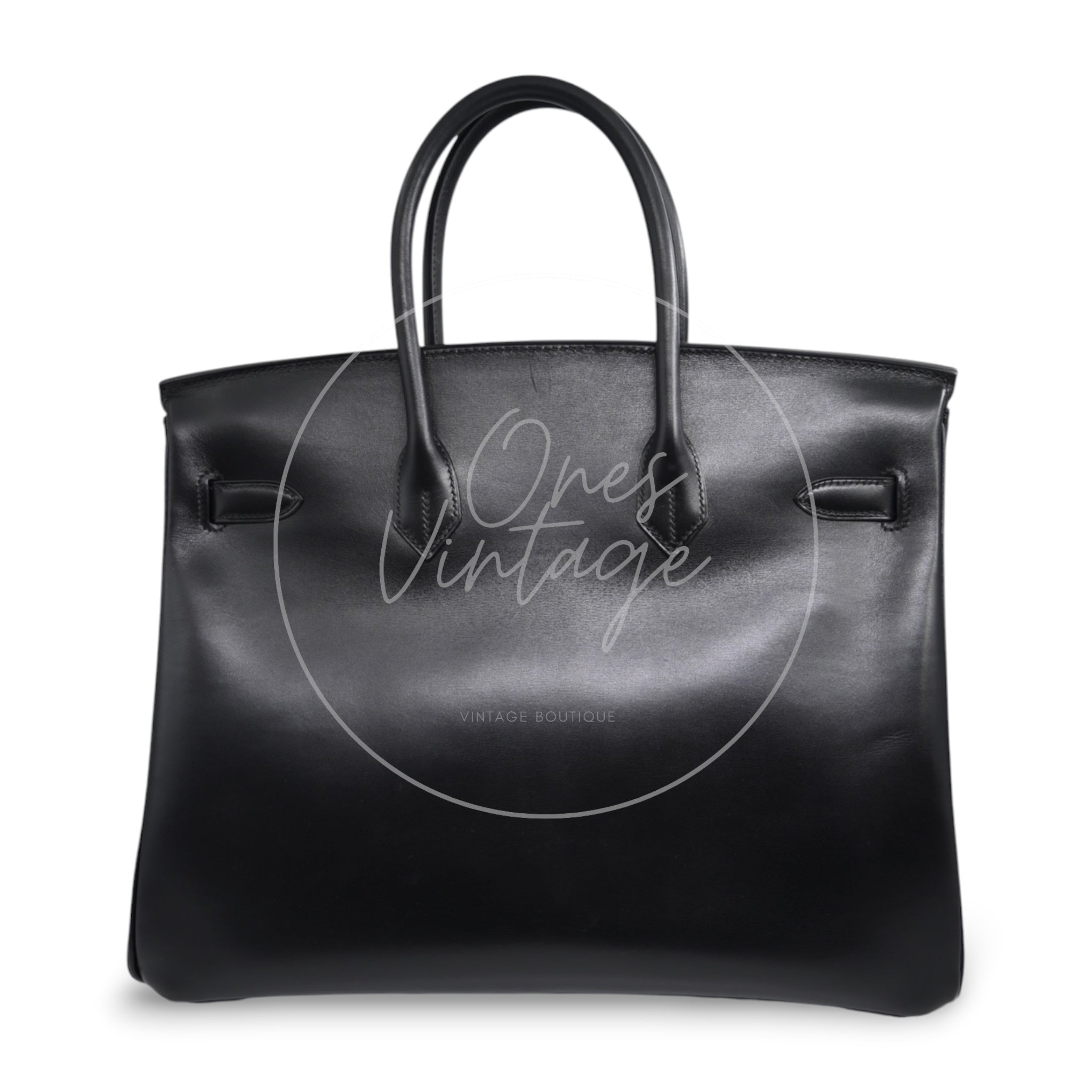 [pre-owned] Hermes Birkin 35 Box Black Stamp Square C PHW