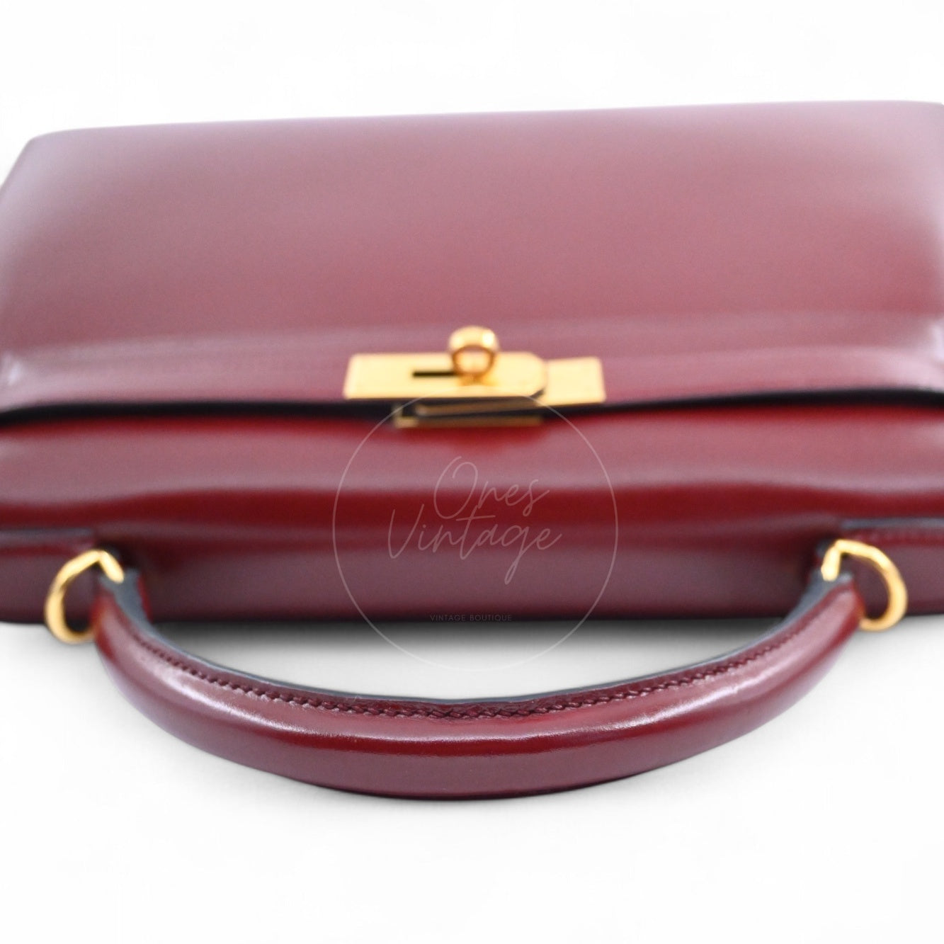 [Pre-Owned] Hermes Kelly 32 Rouge H Box GHW Stamp Square G