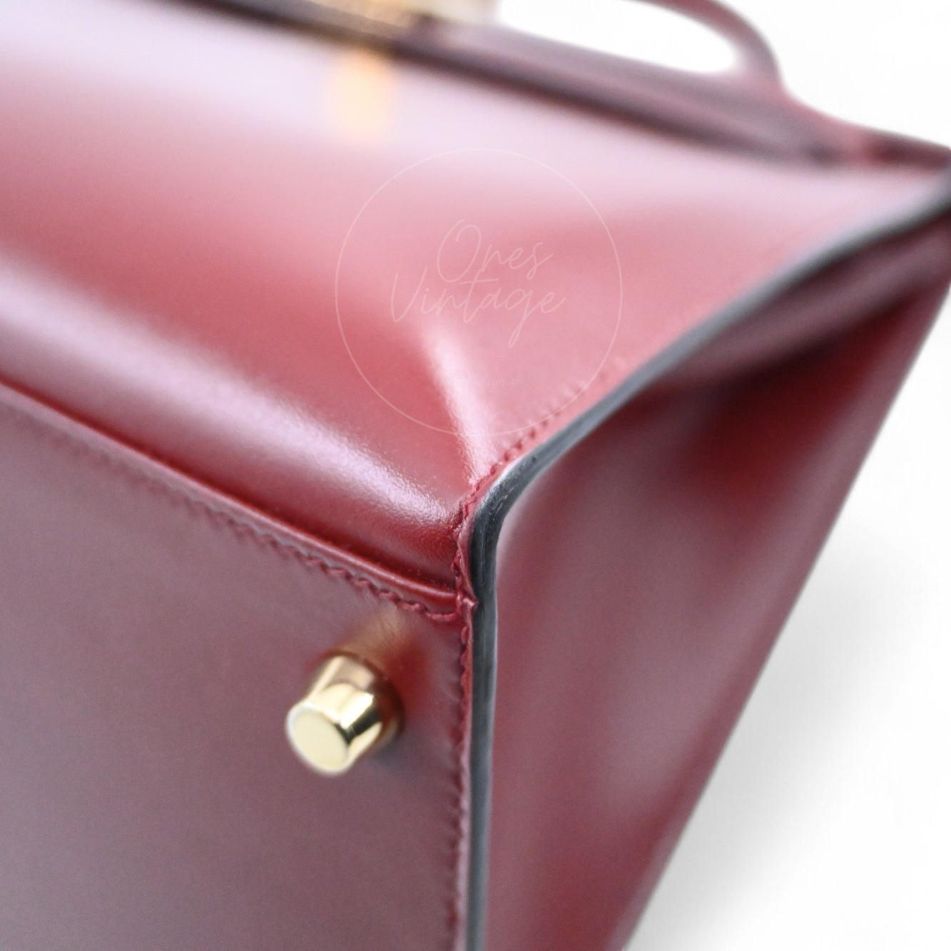 [Pre-Owned] Hermes Kelly 32 Rouge H Box GHW Stamp Square G