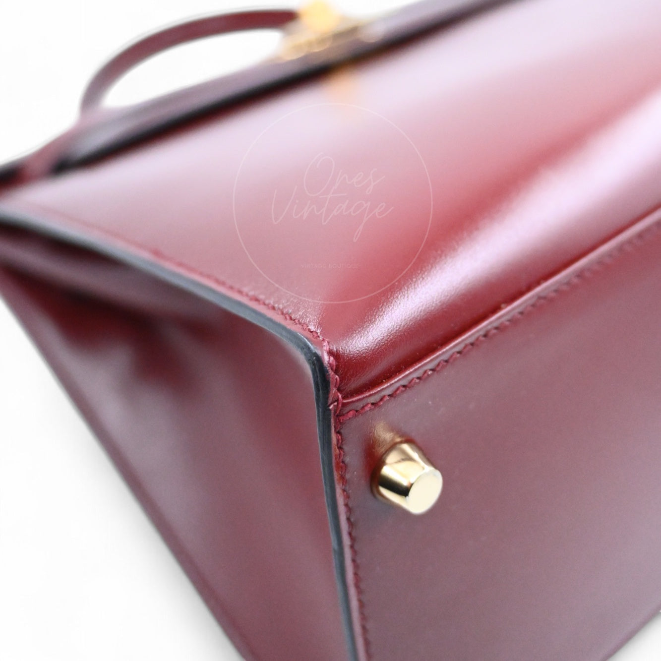 [Pre-Owned] Hermes Kelly 32 Rouge H Box GHW Stamp Square G