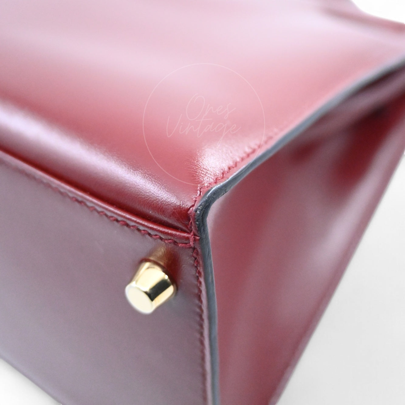 [Pre-Owned] Hermes Kelly 32 Rouge H Box GHW Stamp Square G