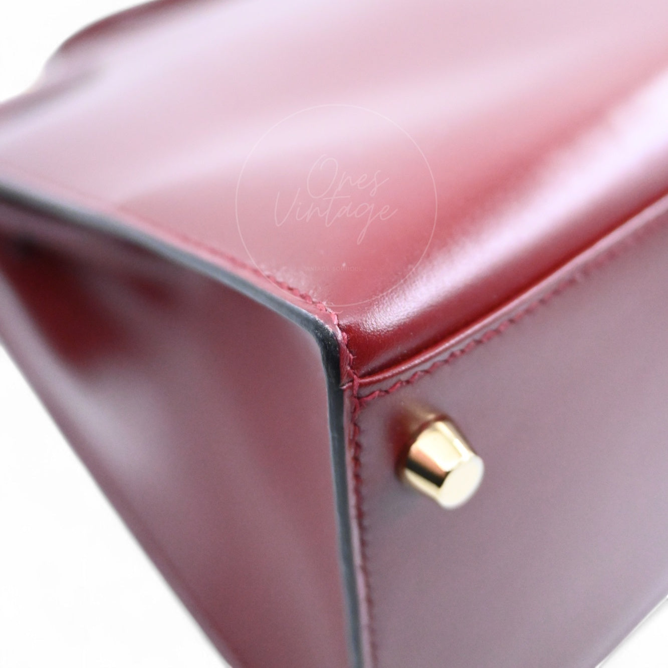 [Pre-Owned] Hermes Kelly 32 Rouge H Box GHW Stamp Square G