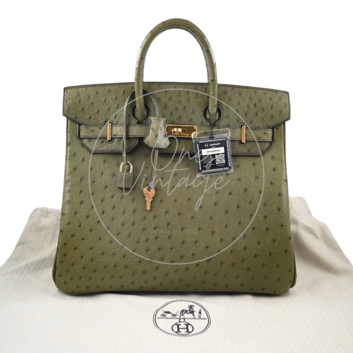Hermes HAC Birkin 32 Ostrich GHW Olive Circle X