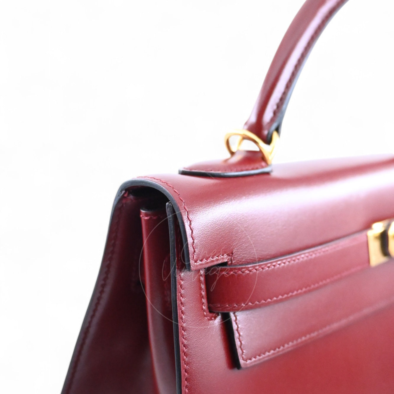 [Pre-Owned] Hermes Kelly 32 Rouge H Box GHW Stamp Square G