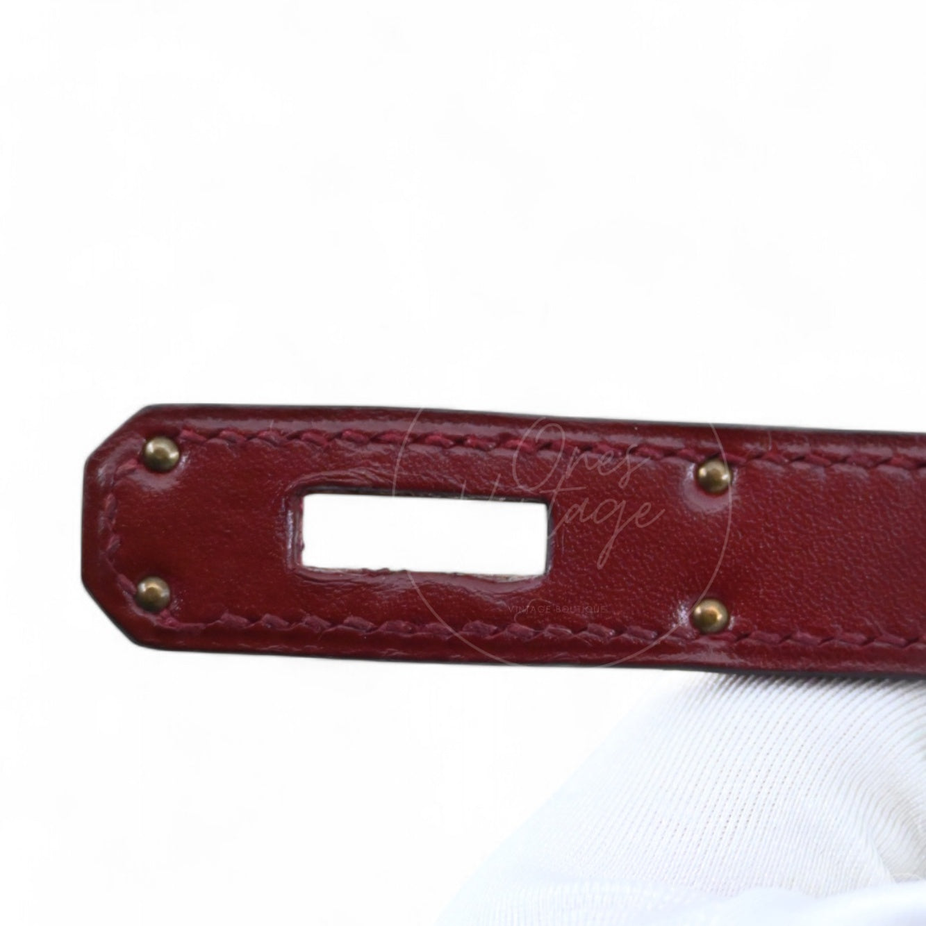 [Pre-Owned] Hermes Kelly 32 Rouge H Box GHW Stamp Square G