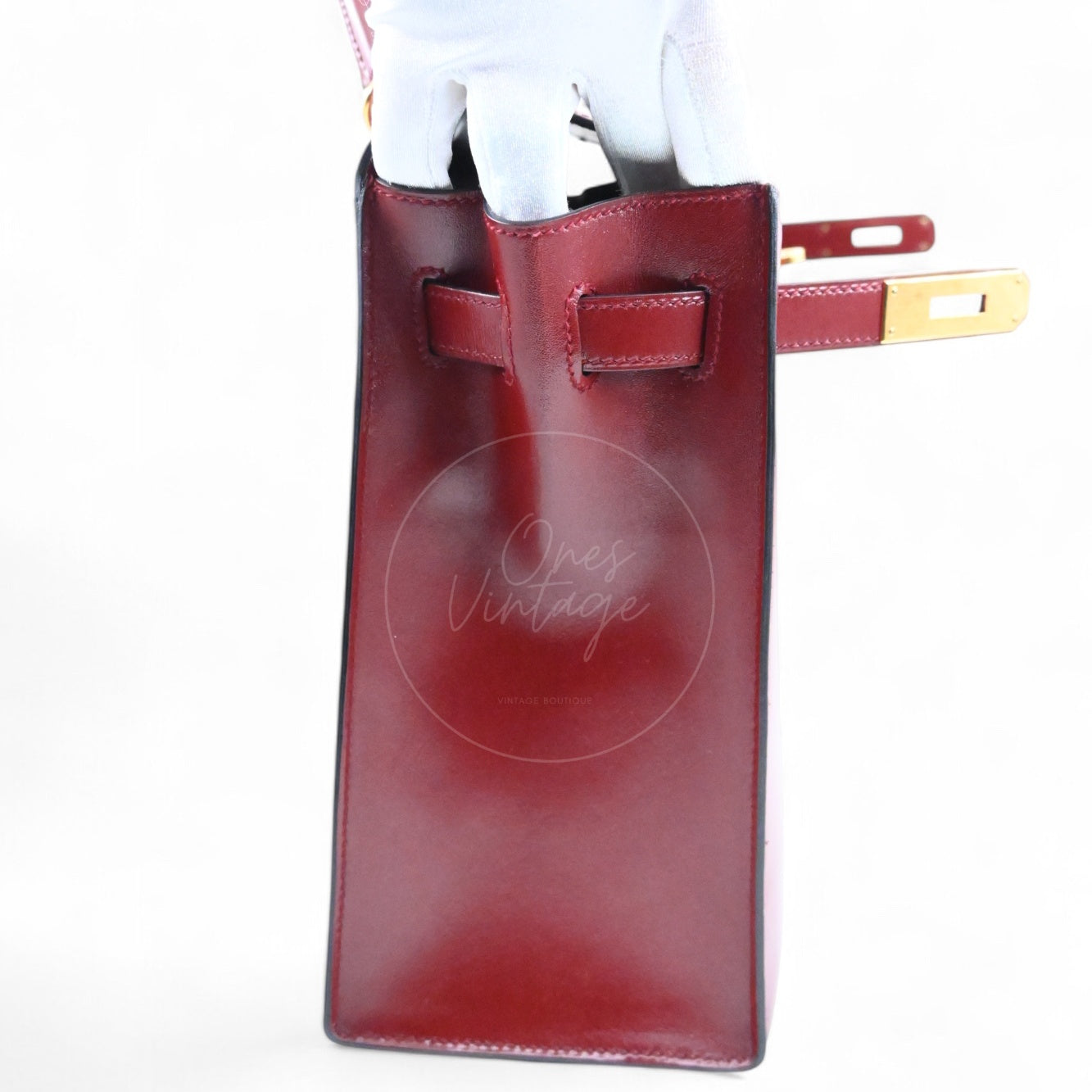 [Pre-Owned] Hermes Kelly 32 Rouge H Box GHW Stamp Square G