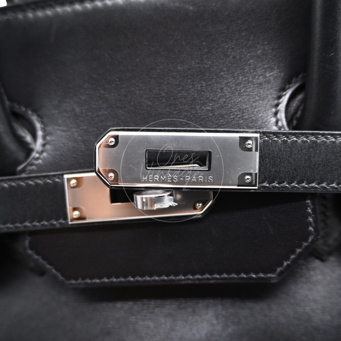 [pre-owned] Hermes Birkin 35 Box Black Stamp Square C PHW