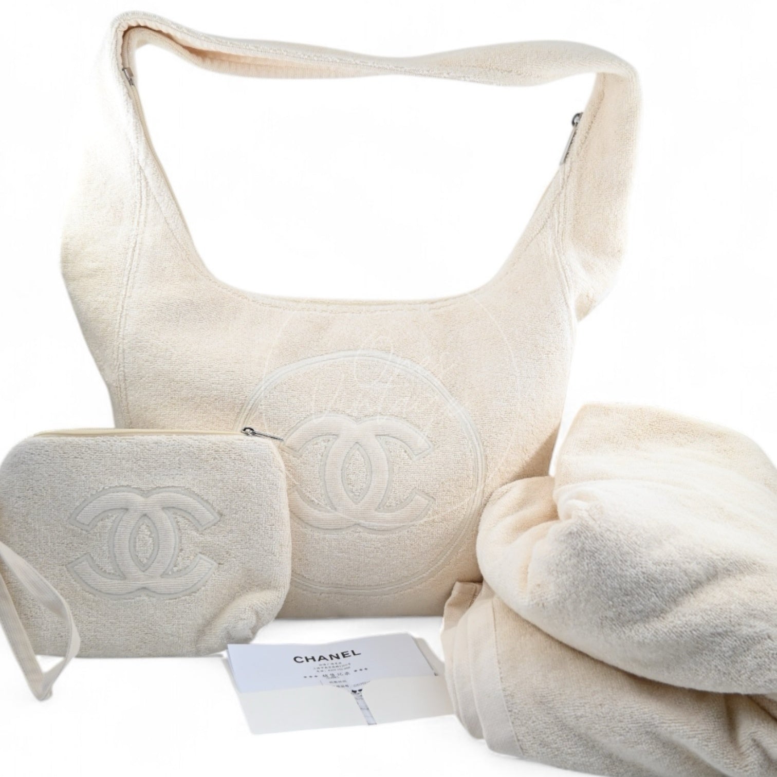 [Pre-owned] Chanel Towel Cotton Ivory Shoulder Bag
