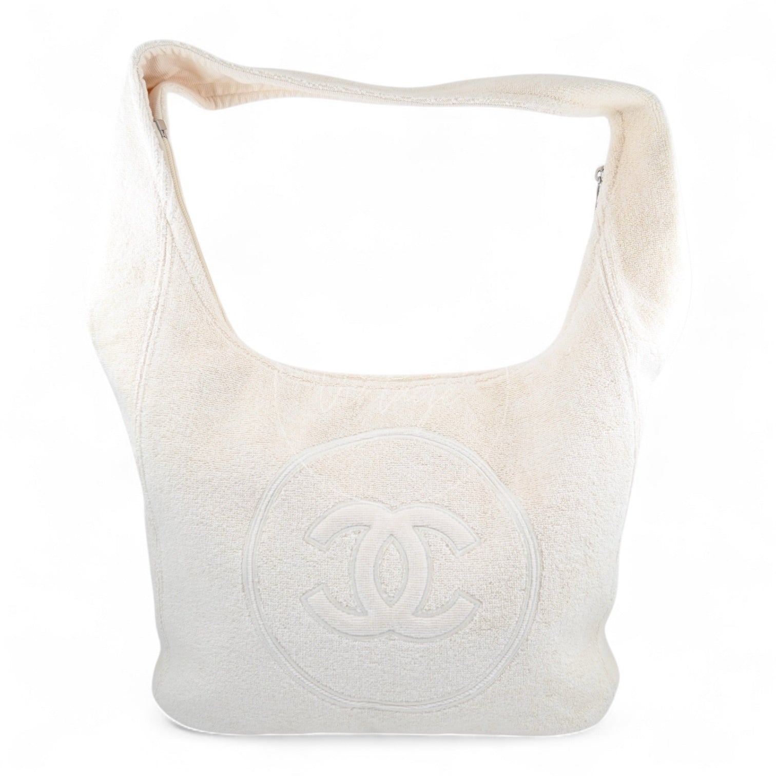 [Pre-owned] Chanel Towel Cotton Ivory Shoulder Bag