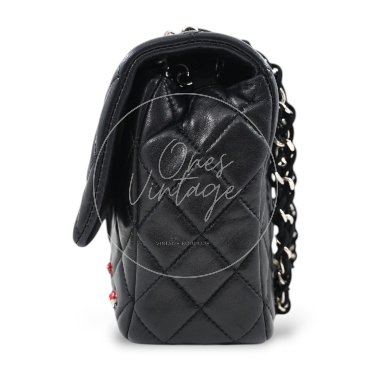Chanel Quilted Medium Ladybug Flap Bag Lambskin Black SHW Series 14