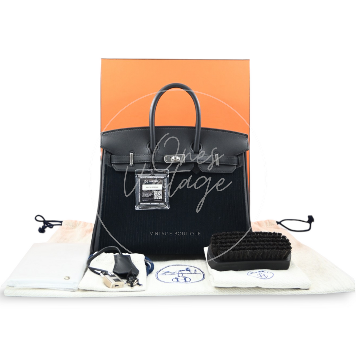 Hermès Birkin 25 Black Cote  A Cote Swift and Tuffetage Stamp B