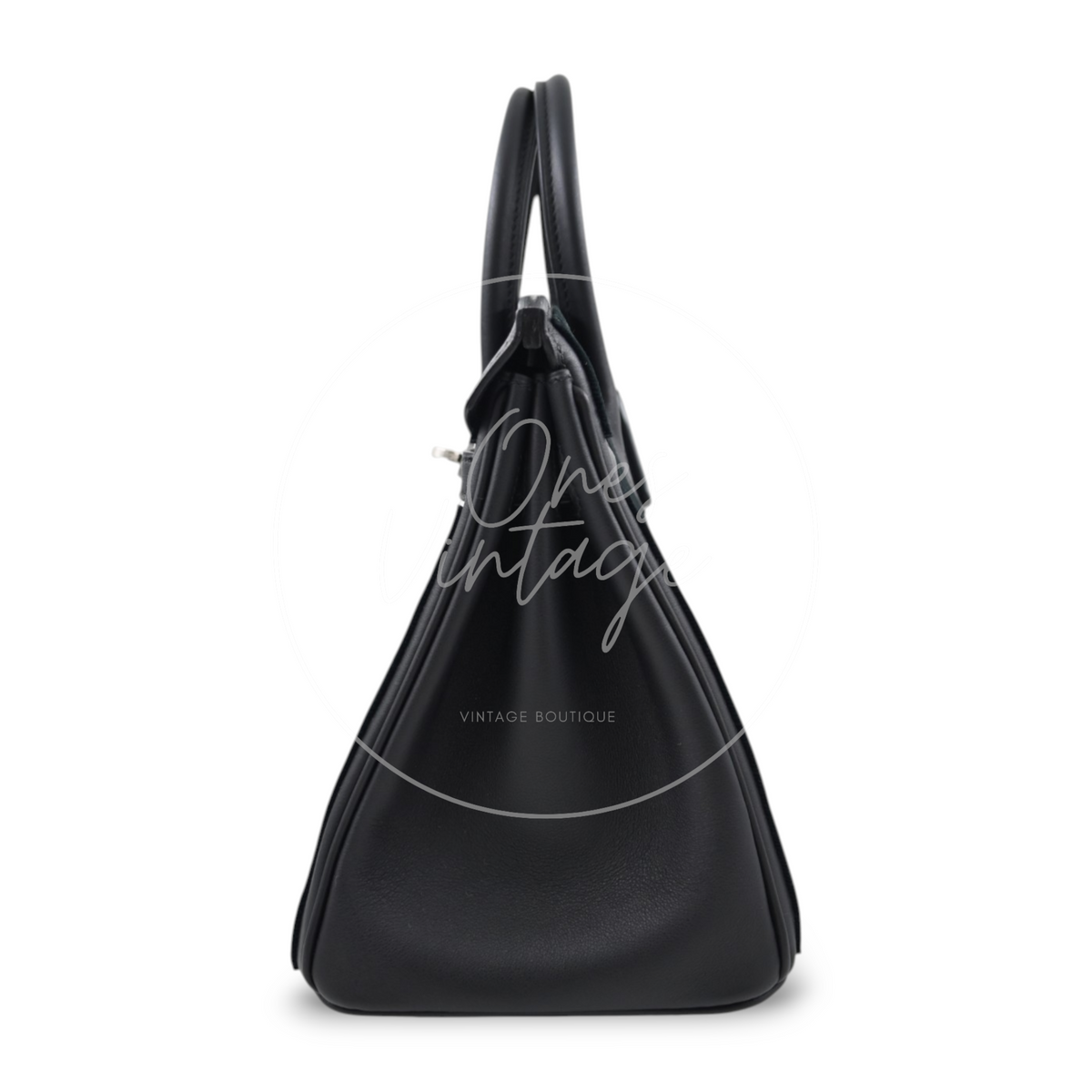 Hermès Birkin 25 Black Cote  A Cote Swift and Tuffetage Stamp B