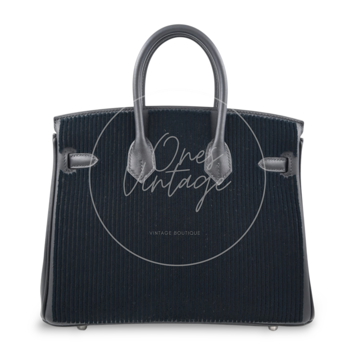 Hermès Birkin 25 Black Cote  A Cote Swift and Tuffetage Stamp B