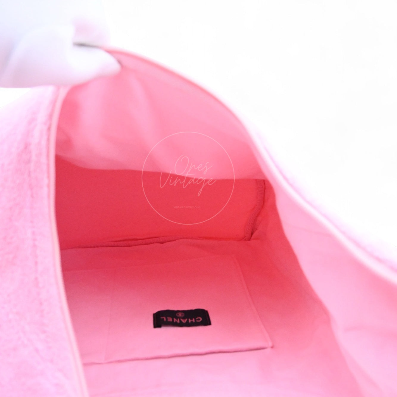 [Pre-owned] Chanel Beach Collection Towel Cotton Pink Shoulder Bag