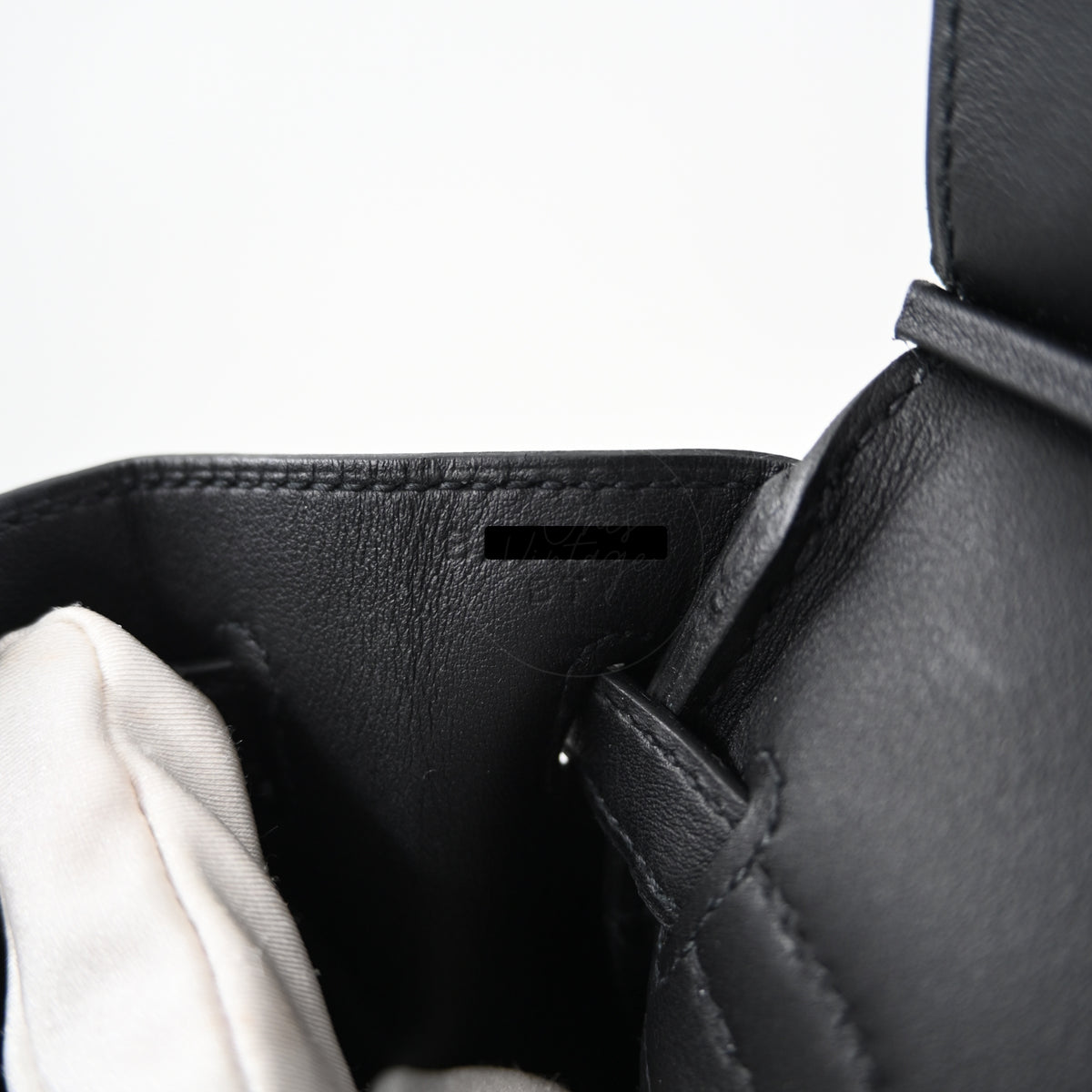 Hermès Birkin 25 Black Cote  A Cote Swift and Tuffetage Stamp B