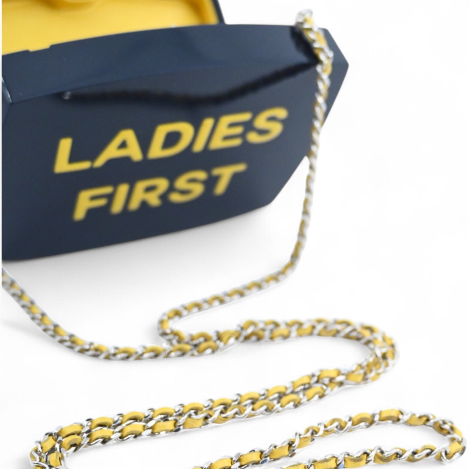 [Pre-owned] Chanel 5x5=Chanel Navy / Yellow Plexiglass Evening In The Street Clutch Box Bag
