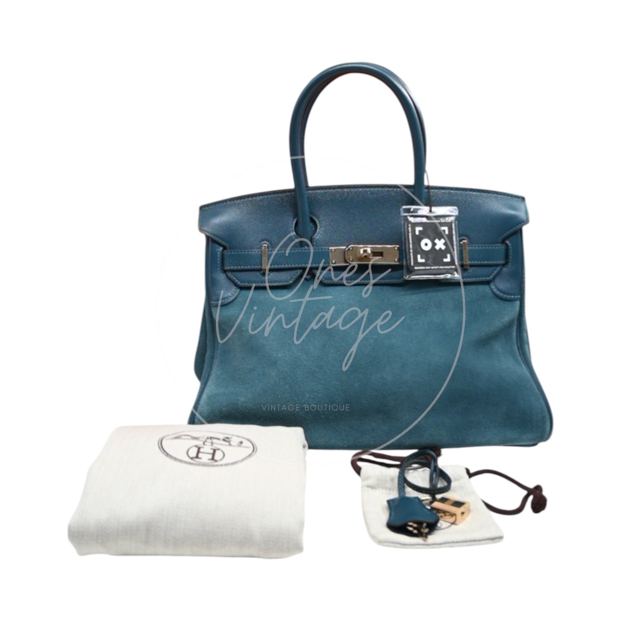 [Pre-owned] Hermes B30 Suede Blue