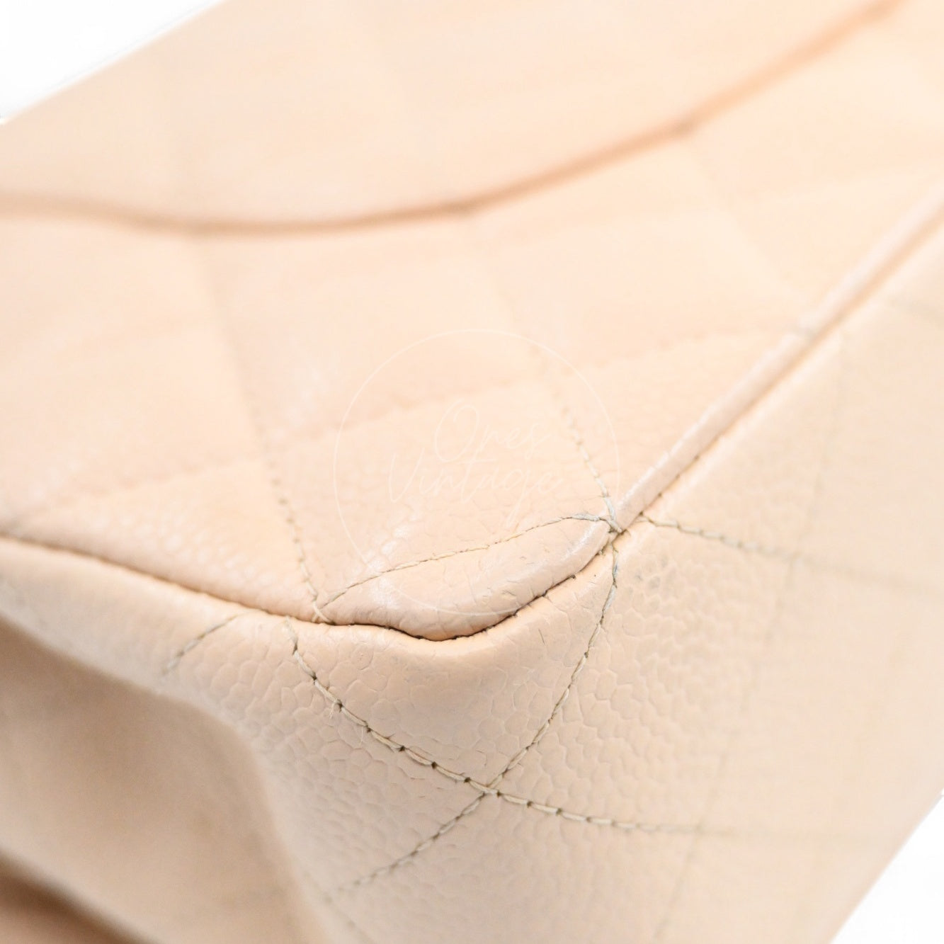 [Pre-owned] Chanel Classic Double Flap CF25 Beige Caviar PHW Series 13 Bag