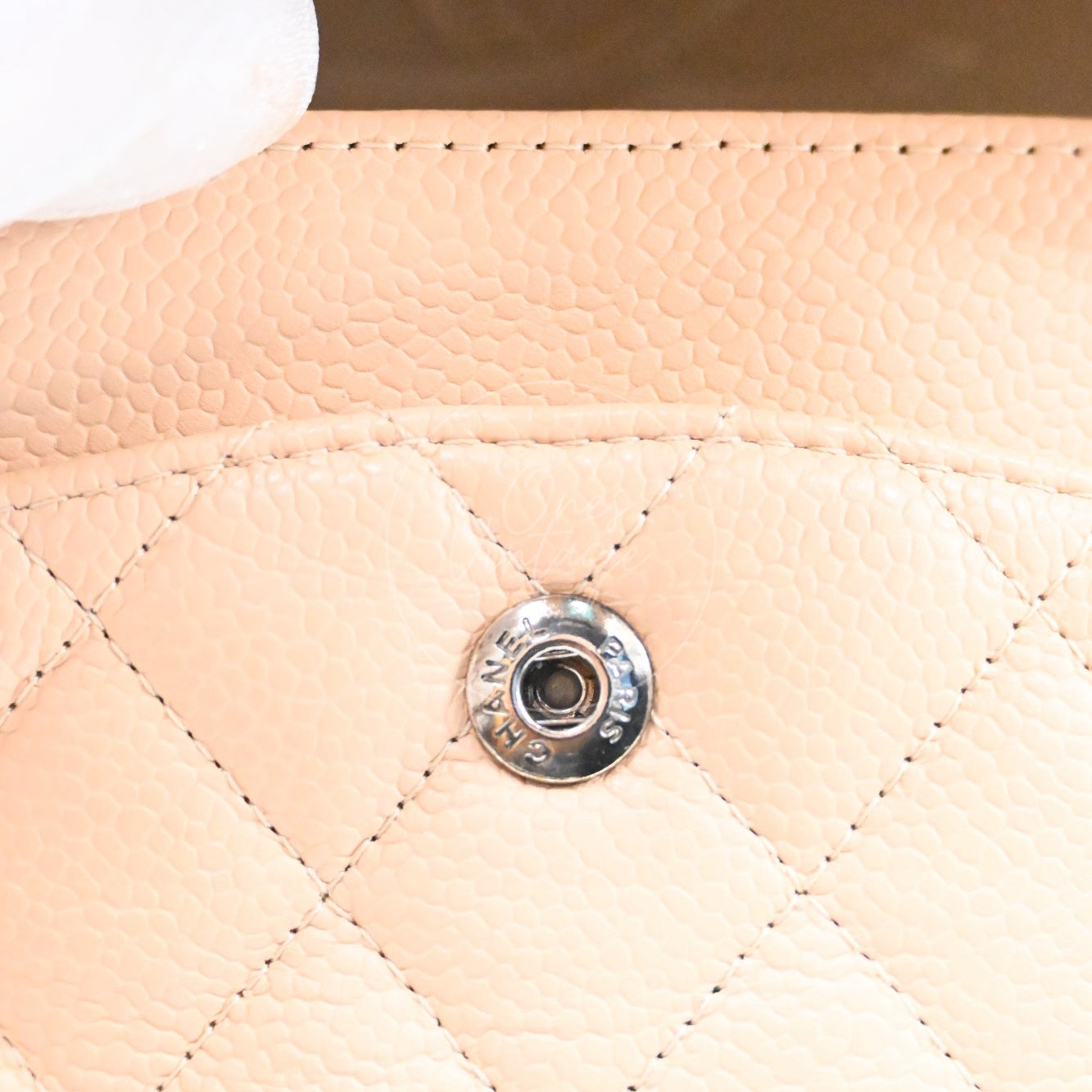 [Pre-owned] Chanel Classic Double Flap CF25 Beige Caviar PHW Series 13 Bag