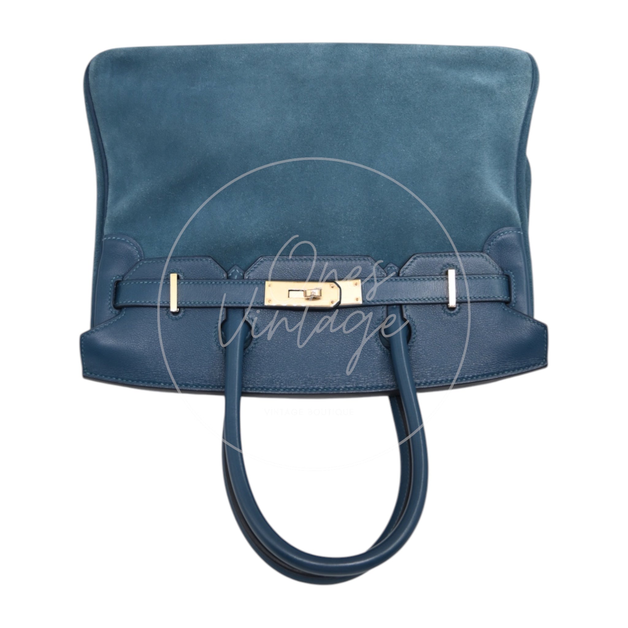[Pre-owned] Hermes B30 Suede Blue