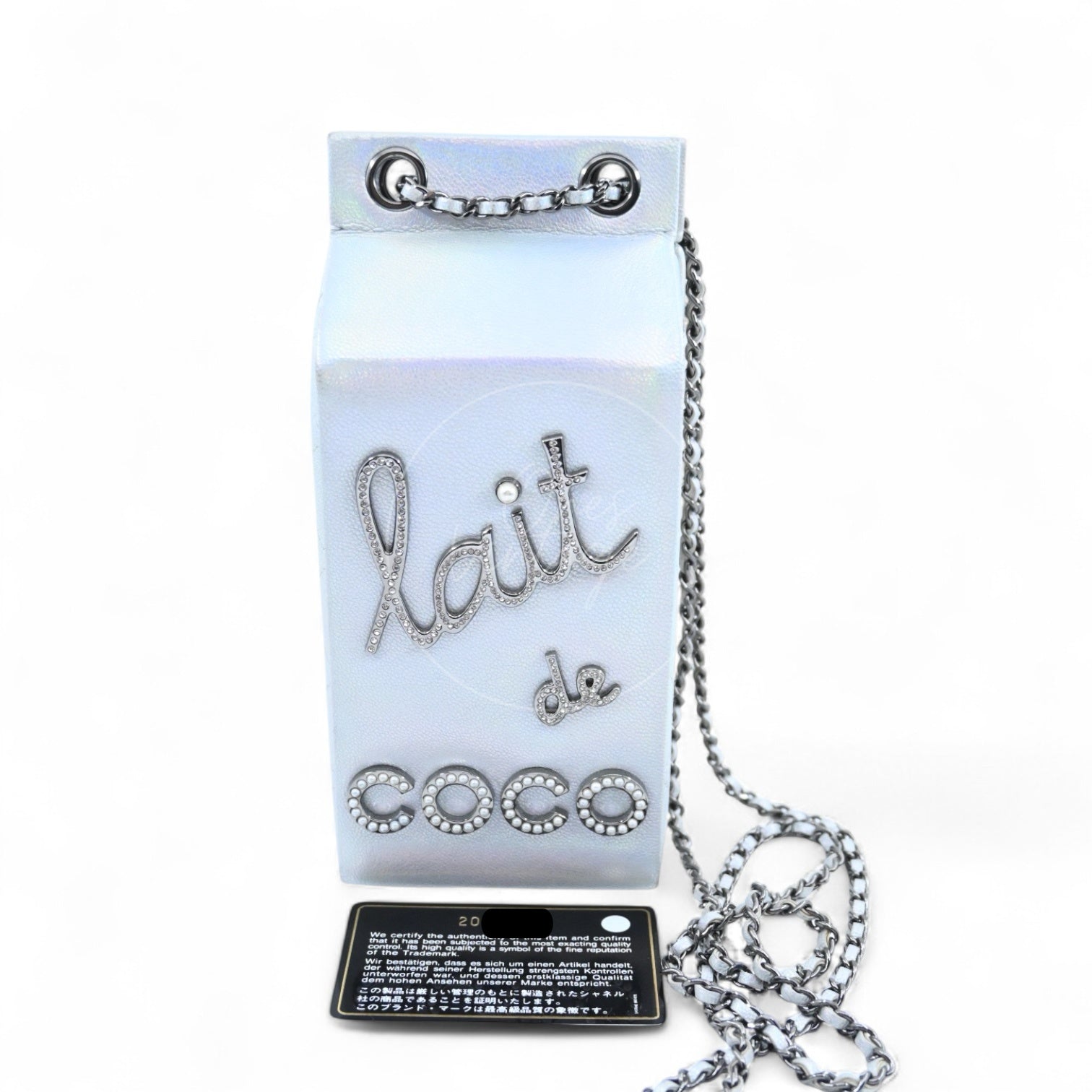 [Pre-owned] Chanel Milk Carton Iridiscent Silver Goatskin Series 20 Bag