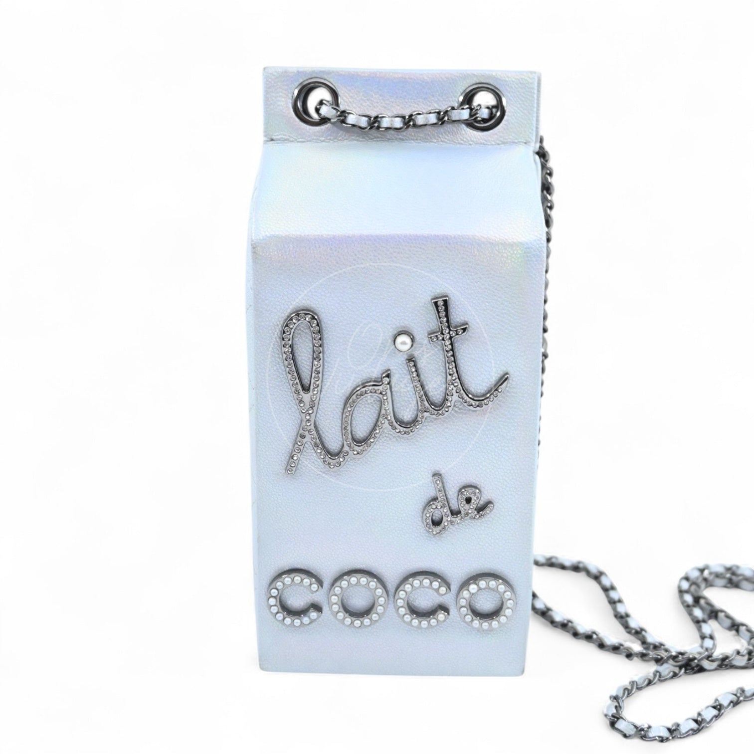 [Pre-owned] Chanel Milk Carton Iridiscent Silver Goatskin Series 20 Bag